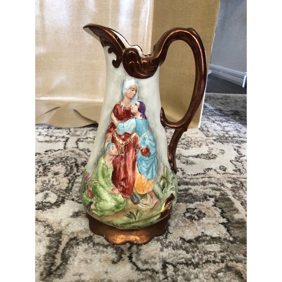 Vintage Hand Painted Ceramic Pitcher - Picture 3 of 5